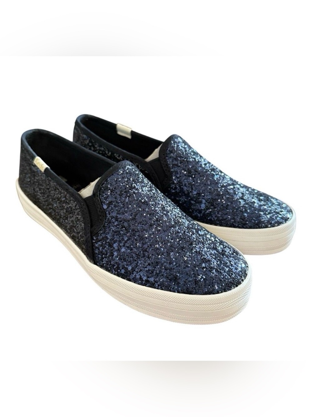 Kate Spade New York Keds Women's Shoes Sz 5 Navy Blue With Glitter Slip Ons